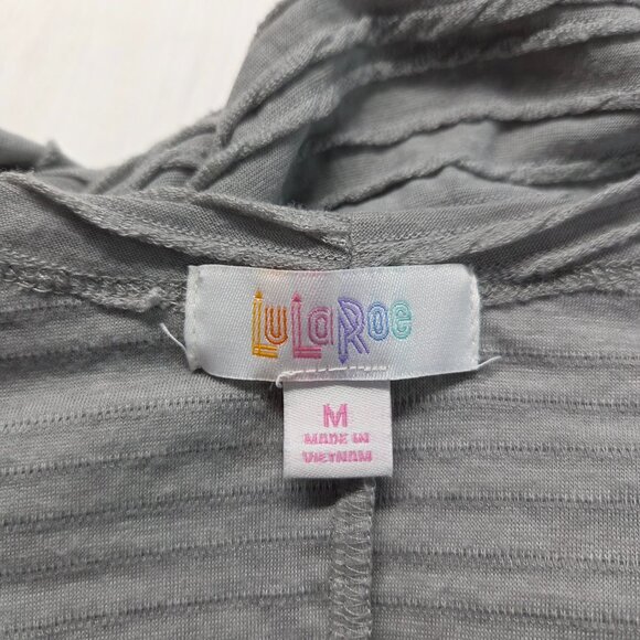 Lularoe Medium Gray Textured Striped Longsleeve Maxi Duster Cardigan (Flaw) - Picture 10 of 11